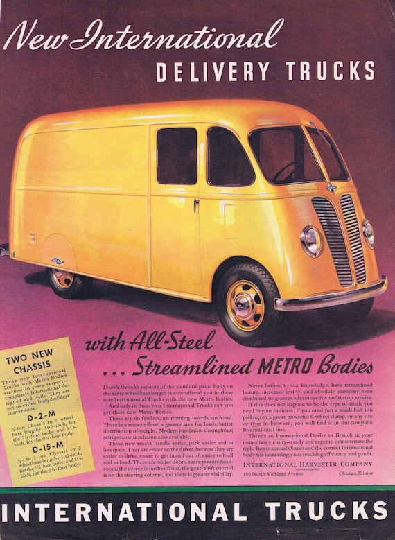 1939 International Two Chassis Delivery Truck Original Vintage Advertisement Very Neat Old Truck Take a Look