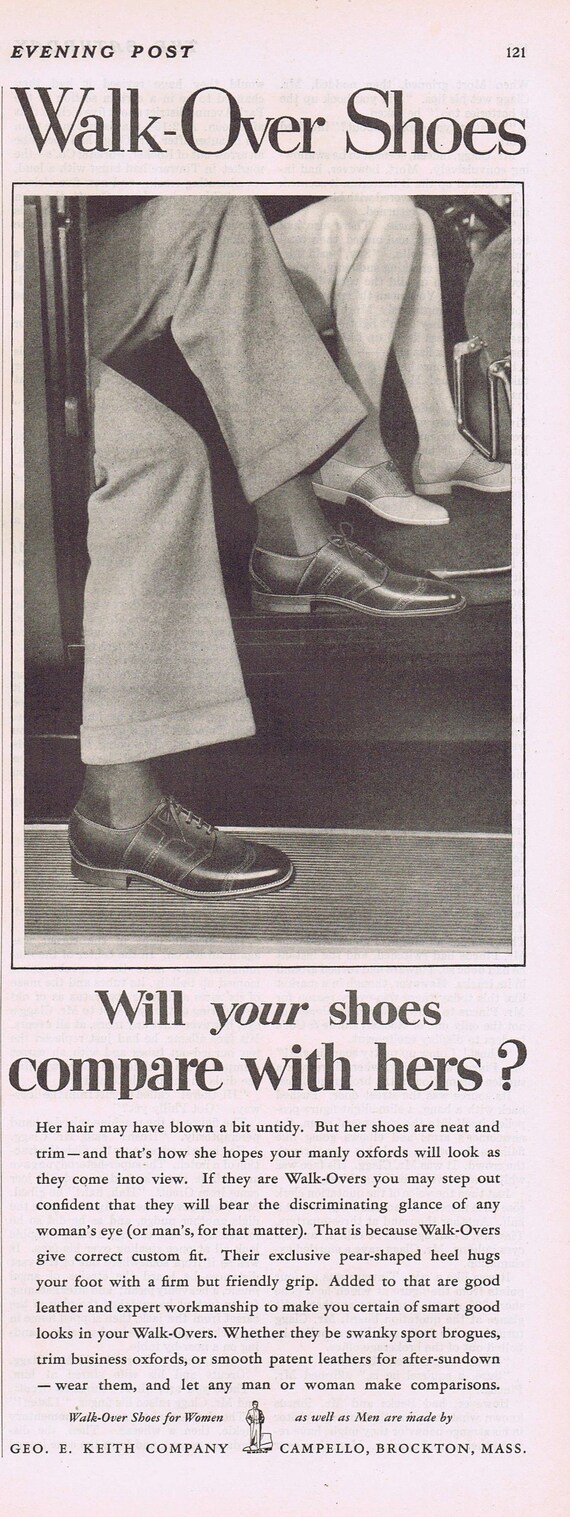 Walk-Over Shoes for Women and Men 1927 Old Advertisement