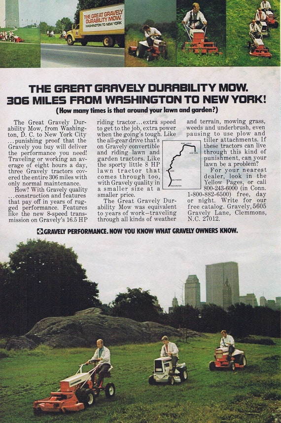 1972 Great Gravely Durability Mow or the World of Amway Original Vintage Advertisements