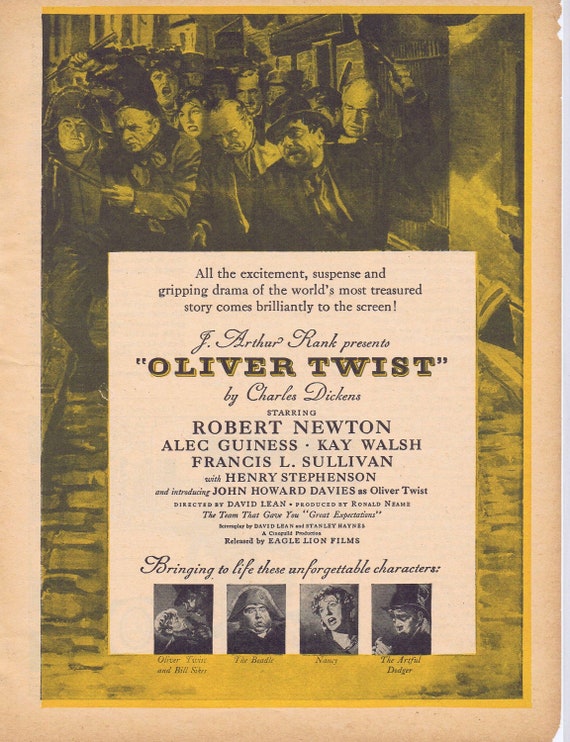 Charles Dickens’s Oliver Twist with Robert Newton 1948 Original Movie Advertisement