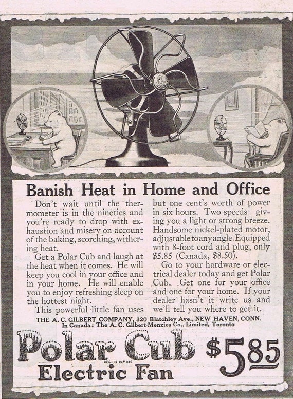 1919 Polar Cub Electric Fan Small Original Vintage Advertisement