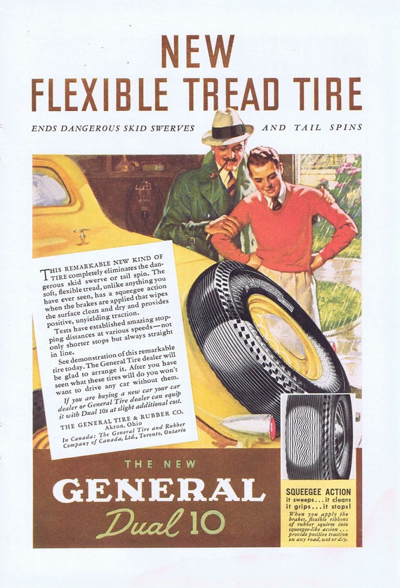 Remarkable Tire General Dual 10 Tires Old 1936 Ad