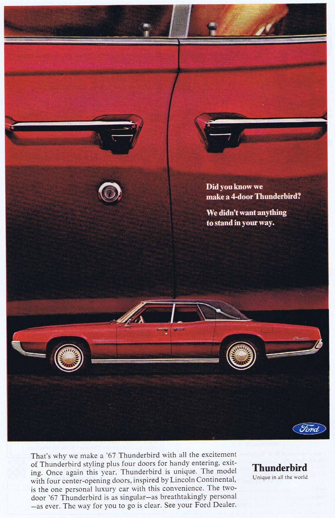 1967 Ford 4 Door Thunderbird Original Automobile Vintage Advertisement
