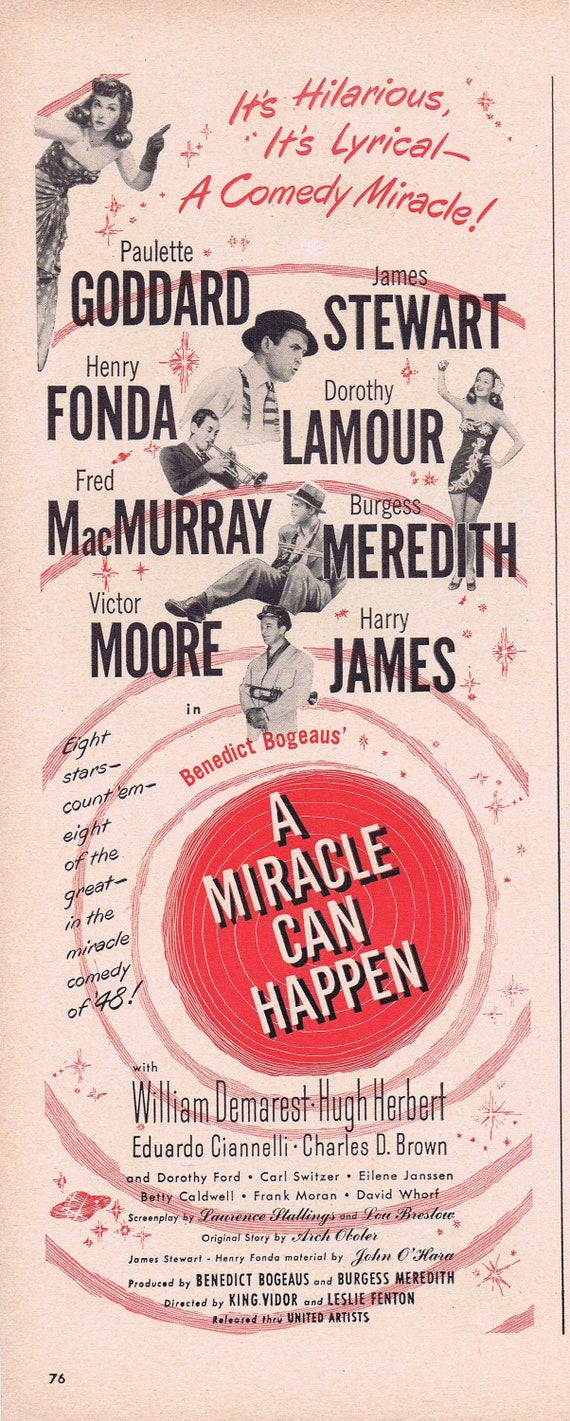 On Our Merry Way or A Miracle Can Happen 1948 Vintage Movie Ad or Barbaso Shaving Cream with 2 Beauties