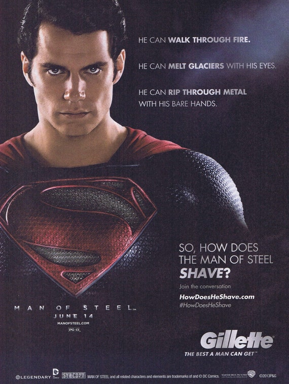 Man of Steel Henry Cavill June 14 Premiere and Gillette Razor Blades 2013 Advertisement