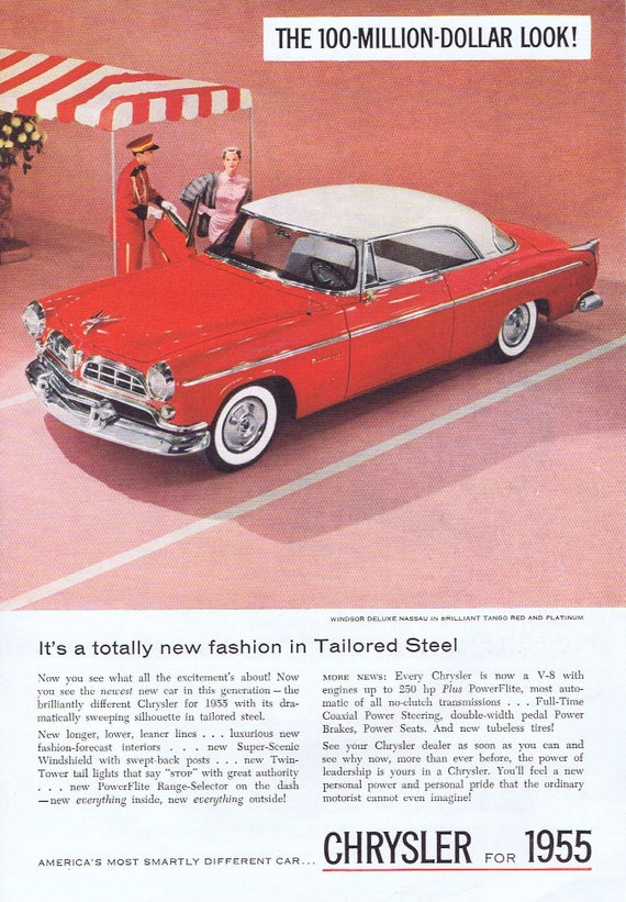 1955 Chrysler Automobile Original Vintage Advertisement with the 100-Million-Dollar Look