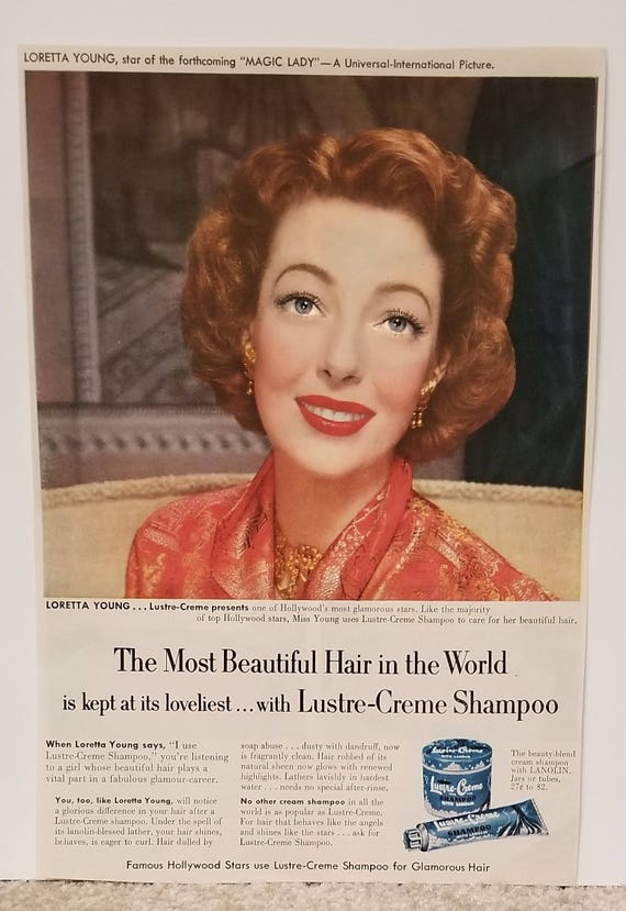 1952  Loretta Young Lustre-Crème Shampoo Original Vintage Advertisement