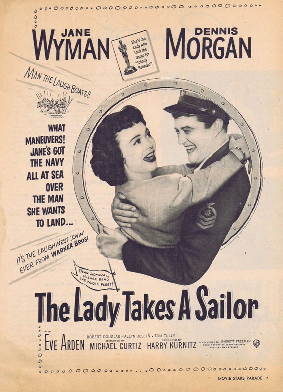 Dennis Morgan and Jane Wyman 1949 Movie Advertisement The Lady Takes a Sailor