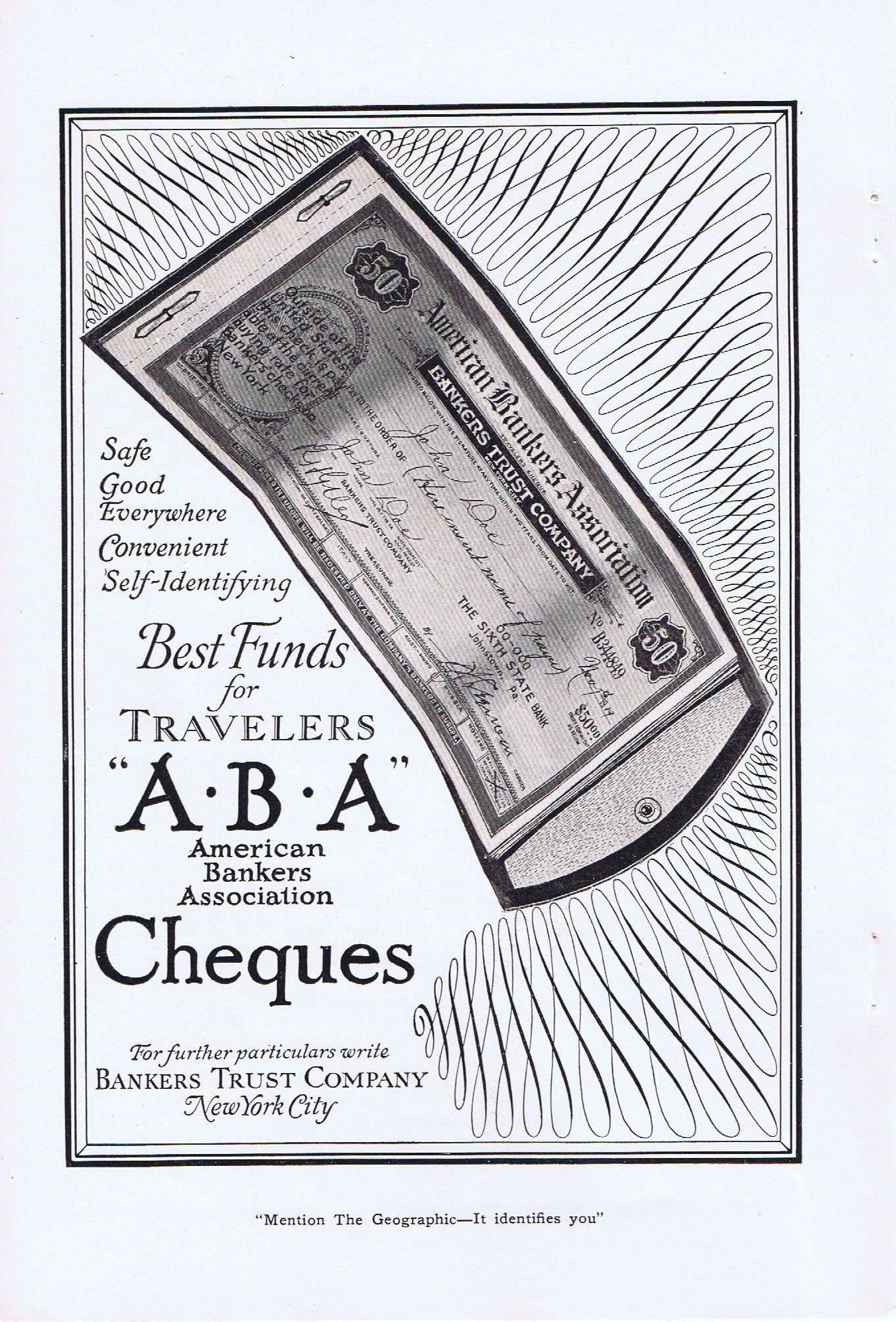 1920 American Bankers Association Travelers Checks Original