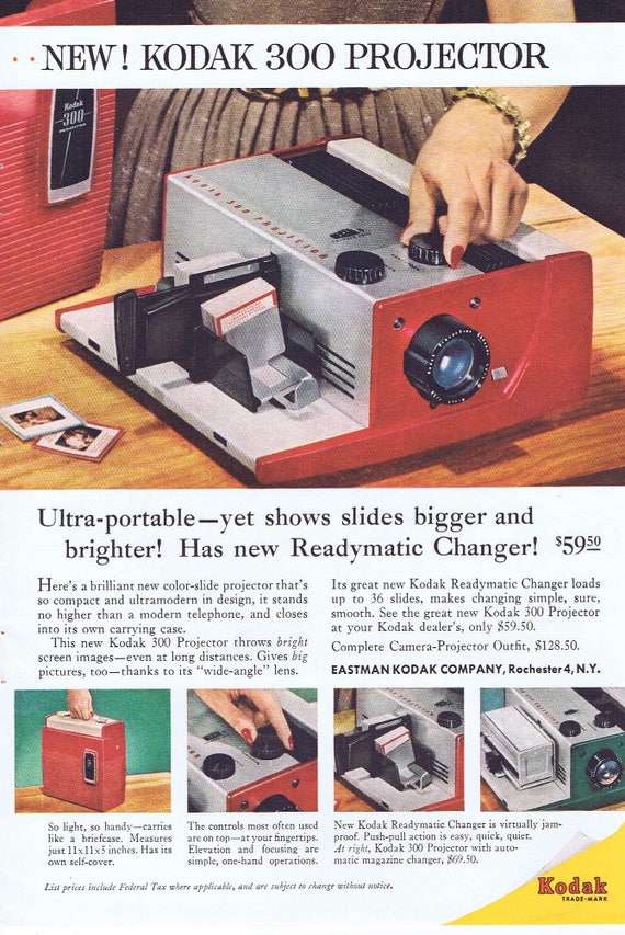 1957 Kodak 300 Film Projector Original Vintage Advertisement with Great Photos