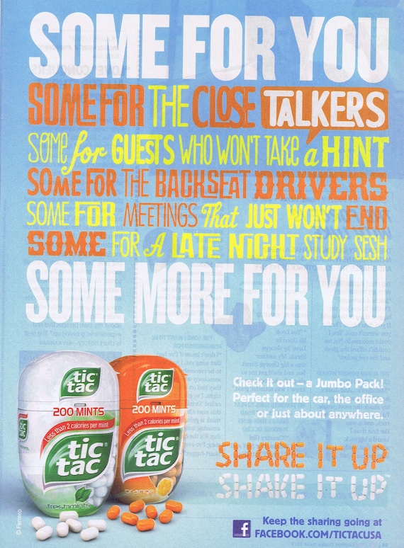 Tic Tac Jumbo Pack Mints 2013 Original Advertisement Free Shipping