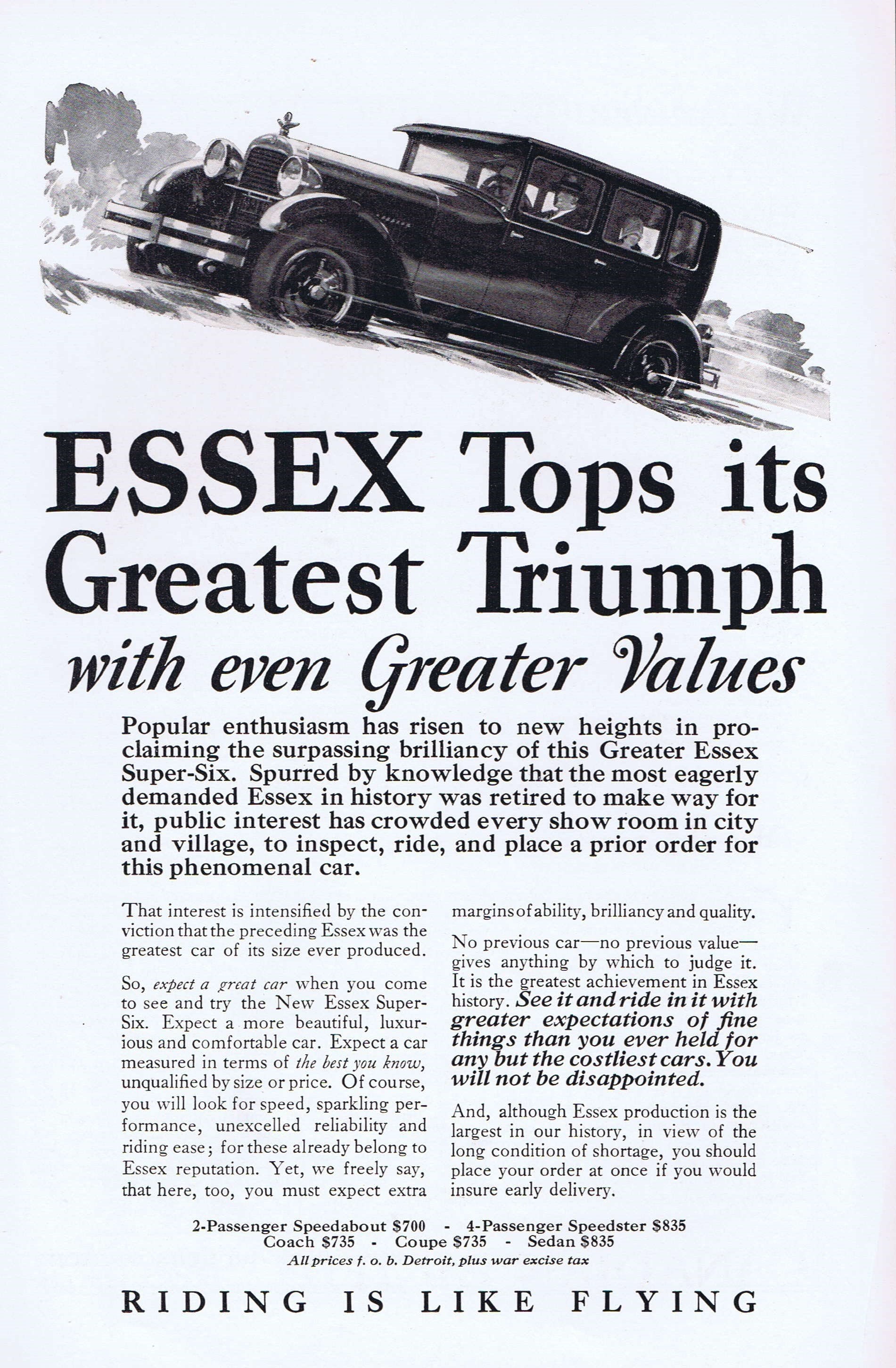 Old Car Values >> Old Essex Sedan Car In 1927 Advertisement Riding Is Like Flying Old Car Values >> Old Essex Sedan Car In 1927 Advertisement Riding Is Like Flying