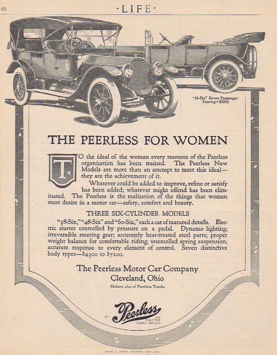 1912 Peerless for Women 48-Six Seven-Passenger Touring Car Original Advertisement