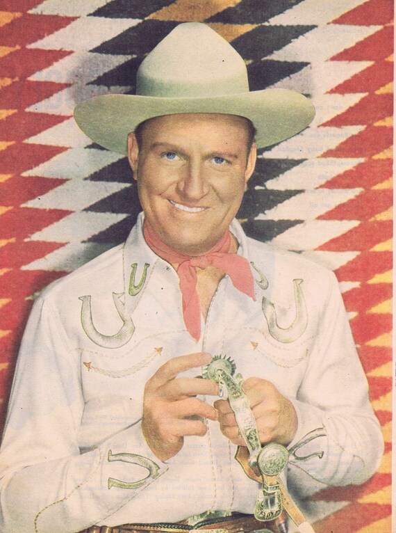 Gene Autry 1949 Color Star Magazine Photo in Classic Western Outfit