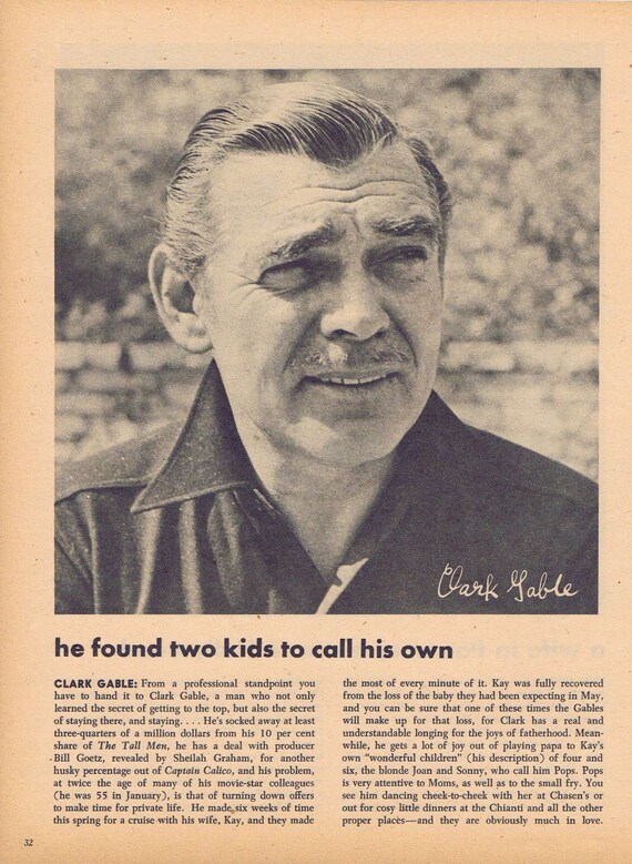 Hollywood Classic Star Clark Gable Magazine 1956 Picture and News