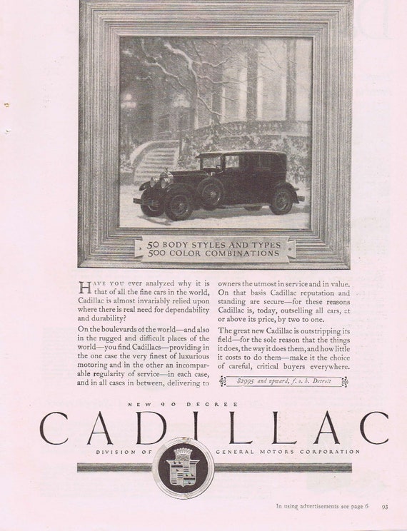 1927 Cadillac Automobile or Sheik and Harem Veil Valentine Party and Dance Original Vintage Advertisement