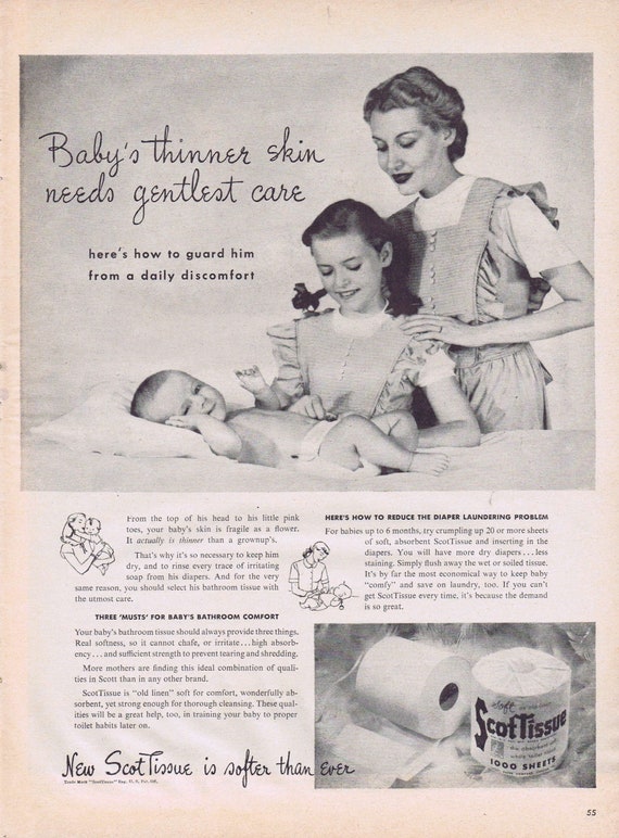 1947 Edward, Roland and Averell Harriman Family Photo or Scot Tissue Family Ad
