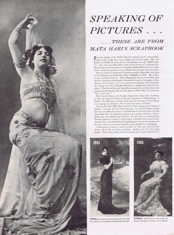 Mata Hari Life Pictures From Her Scrapbook and Feature Story Unique Item