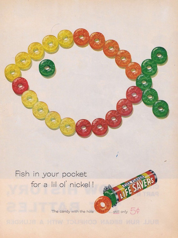 1961 Life Savers Candy Fish in Your Pocket Original Advertisement Vintage Advertisement Still Only 5 Cents