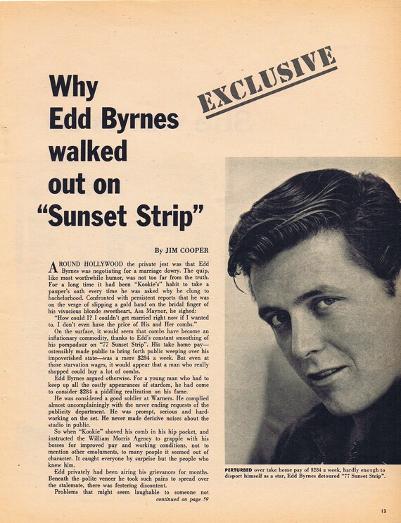 Edd Byrnes Why I Walked Out on 77 Sunset Strip 1963 Pictures and Feature Story