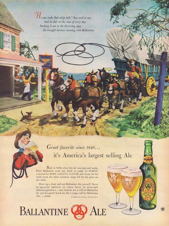 1944 Ballantine Ale or How to Get Married Skinner Fabric Original Vintage Ad