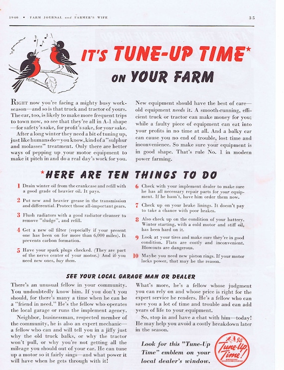 1940 Farm Tune-Up Time Feature or Eveready Battery Saved Lives in Storm