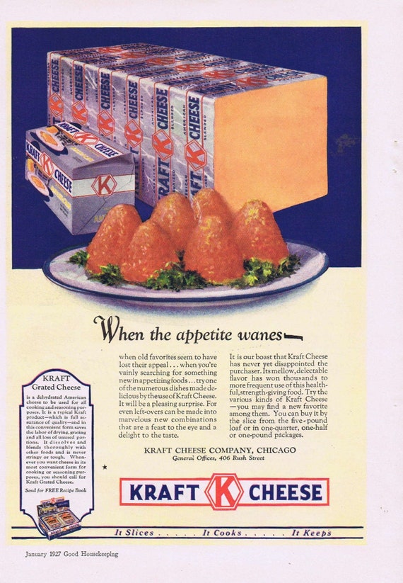 Seald-Sweet Grapefruits or Kraft Cheese Old Vintage Ads