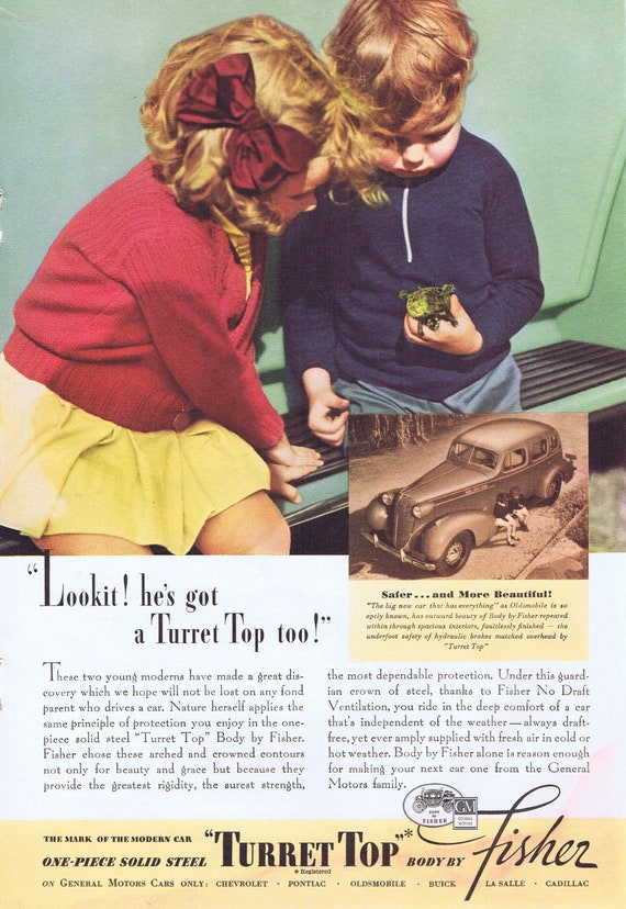 Old Fisher Car Turret Top Ad with Neat Photo