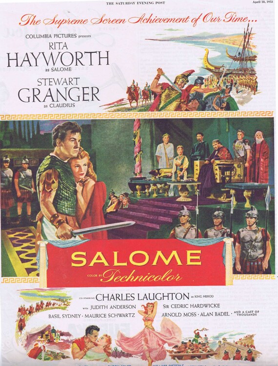 Salome Biblical Epic 1953 Original Movie Ad with Rita Hayworth and Stewart Granger