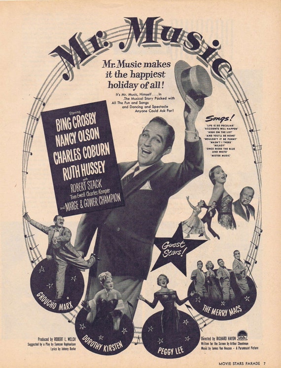 Bing Crosby in Mr. Music 1950 Original Movie Ad with Many Famous Stars