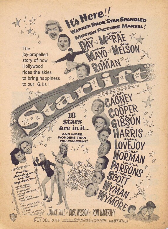 Starlift 1951 Musical Movie Ad with All-Star Cast with Korean War Story