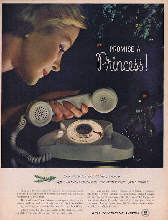 1960 Princess Telephone or Seagram’s Gift VO Canadian Whiskey Original Vintage Christmas Advertisement