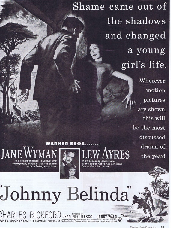 Johnny Belinda 1948 Original Vintage Movie Advertisement with Jane Wyman and Lew Ayres