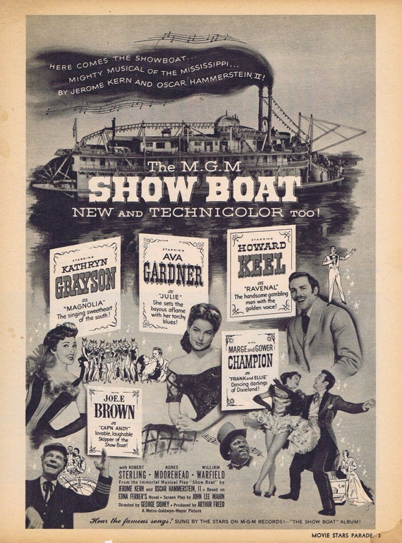 M.G.M. Showboat 1951 original vintage movie ad Kathryn Grayson & Howard Keel