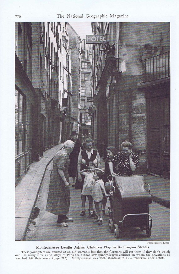 Kids at Play in Paris Streets After WW2 1946 Vintage Magazine Photo