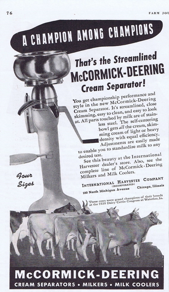 McCormick-Deering Cream Separator or Drought Proof Gardens Original Vintage Advertisement and Feature