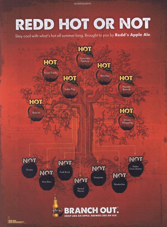 Redds Apple Ale Beer Hot or Not 2013 Original Advertisement Free Shipping