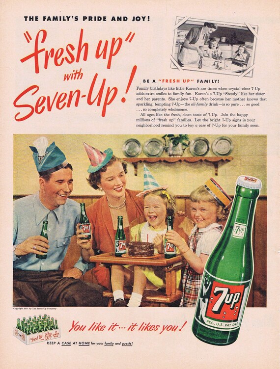 7-Up Soft Drink and Karen’s Birthday Party Original 1951 Vintage Advertisement