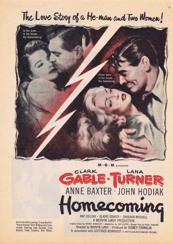 Clark Gable and Lana Turner 1948 Movie Ad Homecoming Original and Vintage