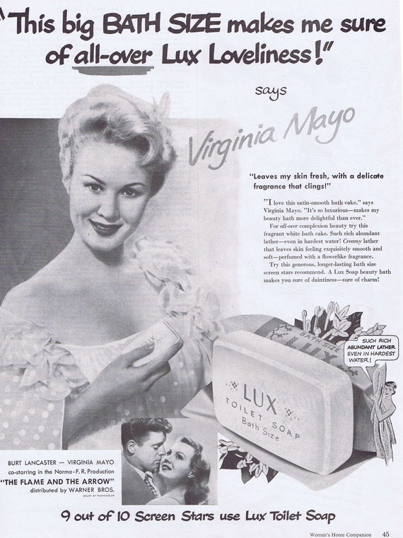 Beautiful Virginia Mayo Lux Toilet Soap 1950 Large Original Vintage Advertisement