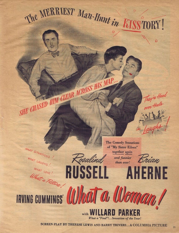 What a Woman Rosalind Russell and Brian Aherne 1943 Original Movie Ad