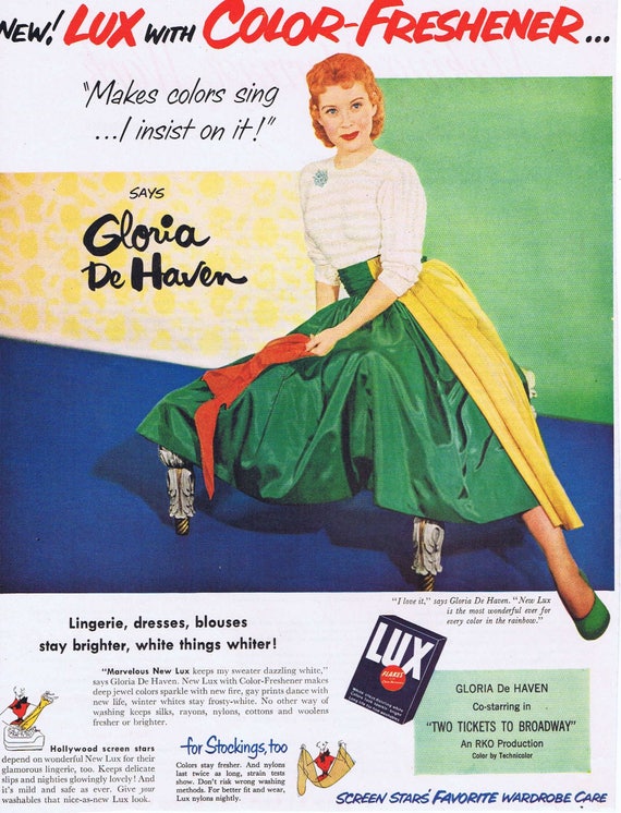 Gloria De Haven 1951 Lux Flakes Original Vintage Ad Starring in “Two Tickets to Broadway”