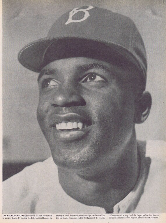 1947 Historical Jackie Robinson Opening Day and His Picture for Brooklyn