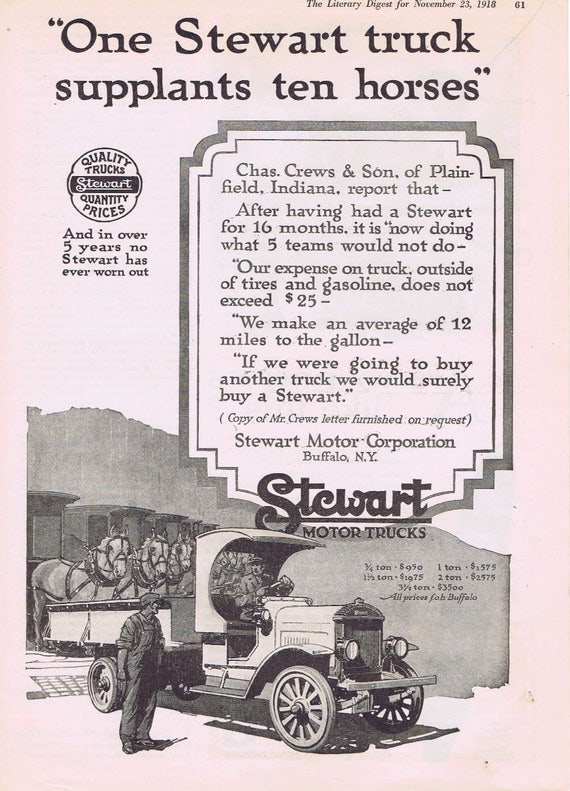 1918 Stewart Motor Trucks or Girard Cigars Never Gets on Your Nerves Original Vintage Advertisement