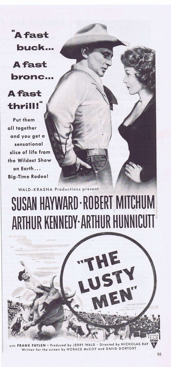 The Lusty Men 1959 Western Original Vintage Movie Ad with Susan Hayward and Robert Mitchum