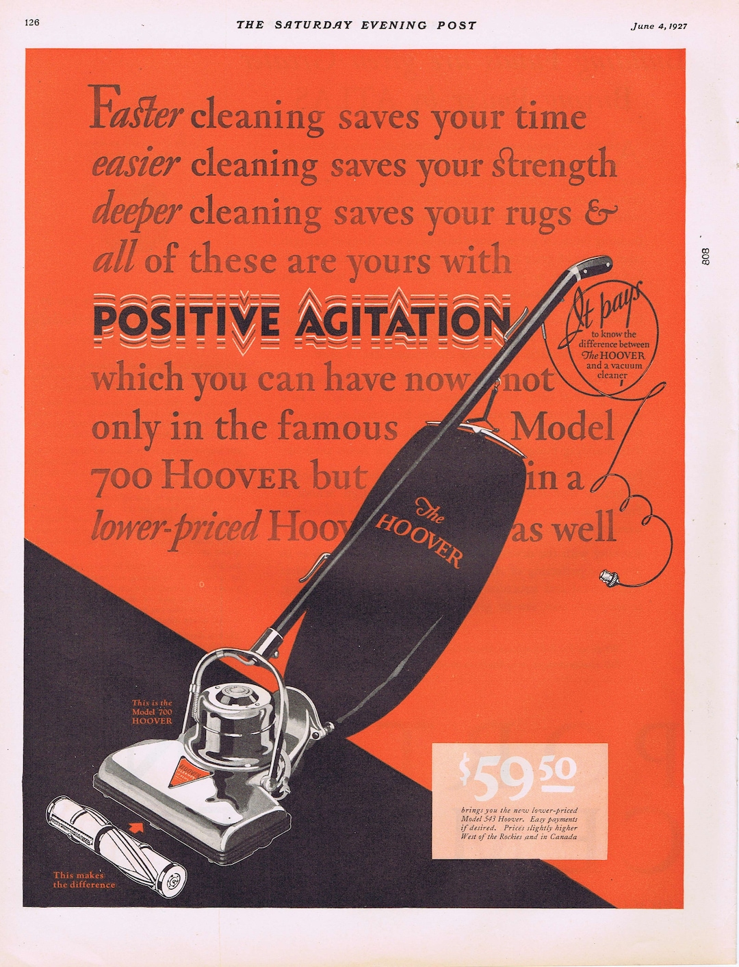 Hoover Vacuum Cleaner Model 700 1927 Old Advertisement Neat Etsy