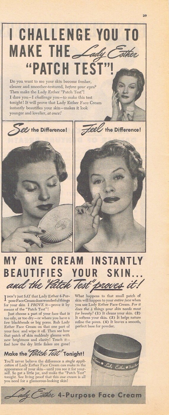 1944 Lady Esther Face Cream or Polident Denture Cream Original Vintage Advertisement