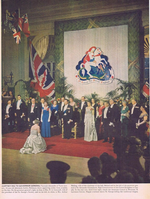 1949 Governor General Viscount Alexander of Tunis and Notables with 18-year-old Debutante Audrey Robinson Large Picture