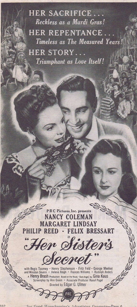 1946 Movie Ad Her Sister’s Secret with Nancy Coleman and Phillip Reed