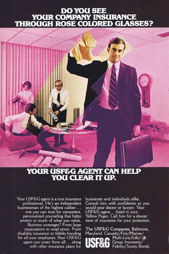 1972 USF & G Insurance Companies Original Vintage Advertisement